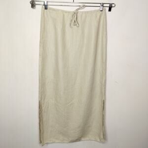 Eddie Bauer 100% Linen Maxi Skirt Medium Tall Drawstring